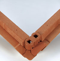 Garden building block corners for building blocks with lawn/bed edge - terracotta