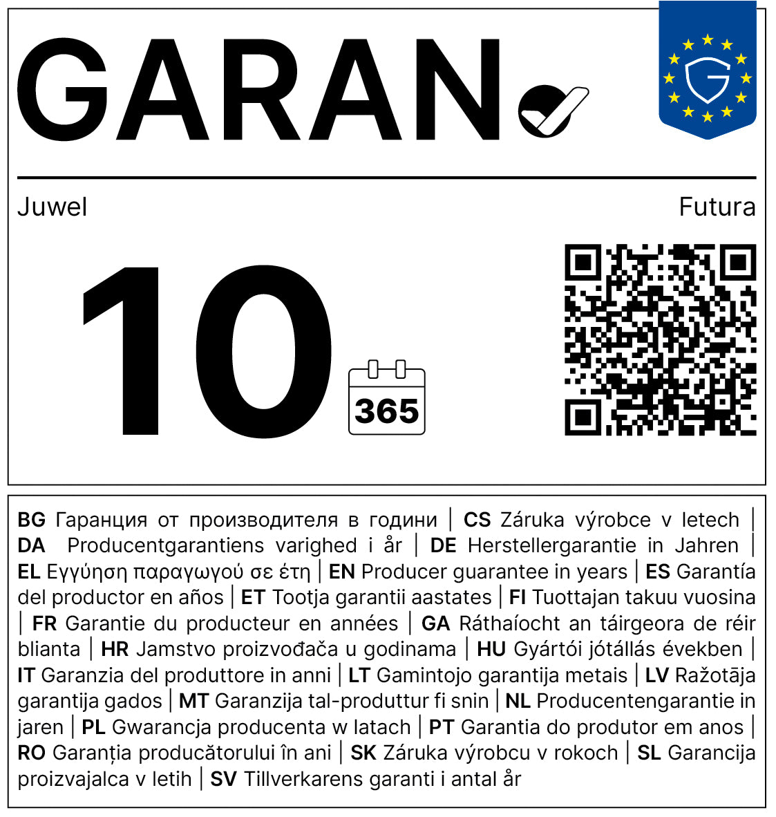 Garantie-Label vergrößert